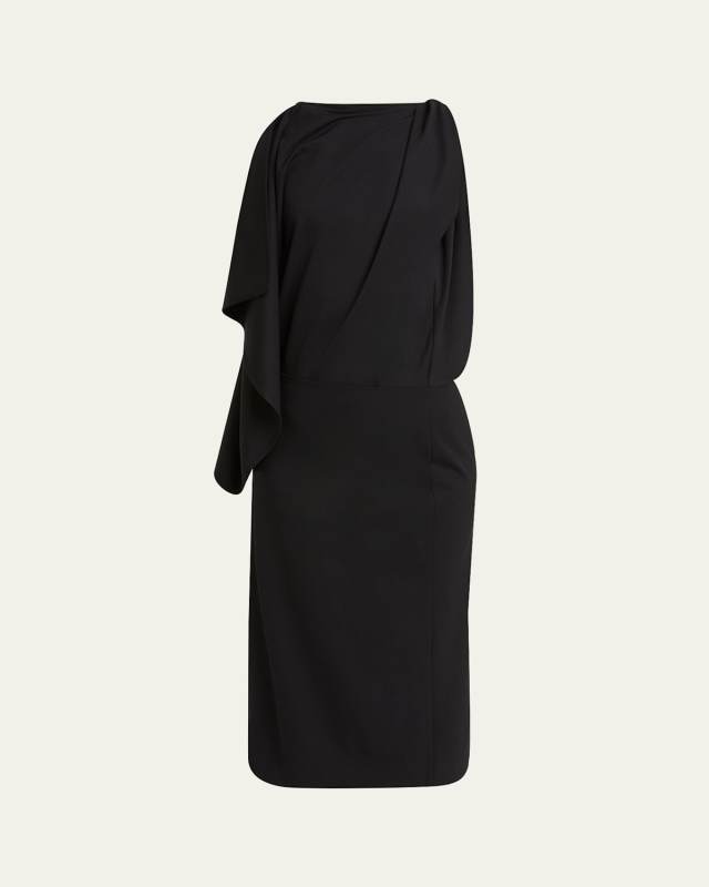 Elena Draped Wool Gabardine Suiting Dress